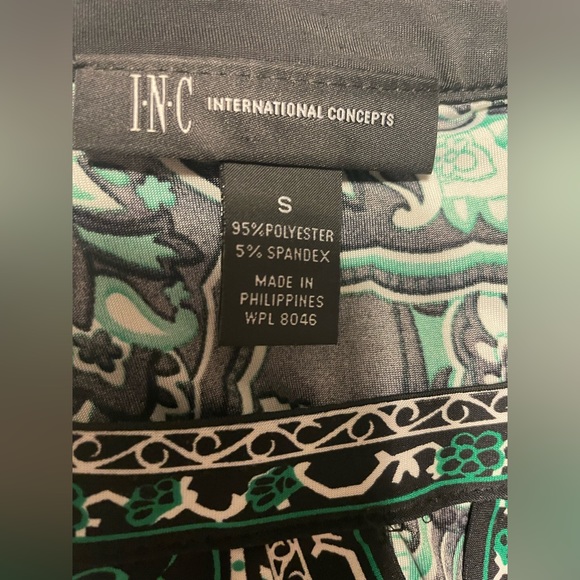 INC International Concepts Women Green Multi Color Sheath Dress Long Sleeve Sz-S - Picture 5 of 9